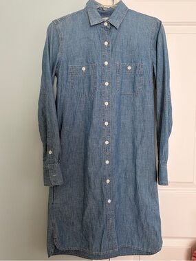 NWOT J. Crew Japanese Denim Selvage Chambray Button-Up Shirtdress XS
